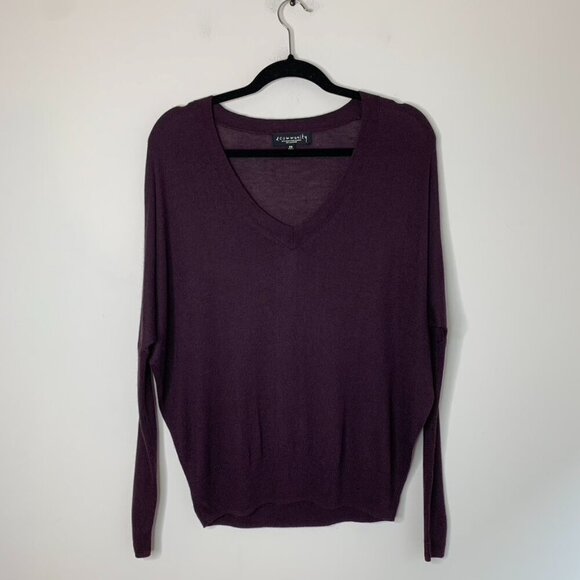Aritzia Community Sweater Cashmere blend V-neck Pullover Burgundy Size XS - Picture 4 of 15